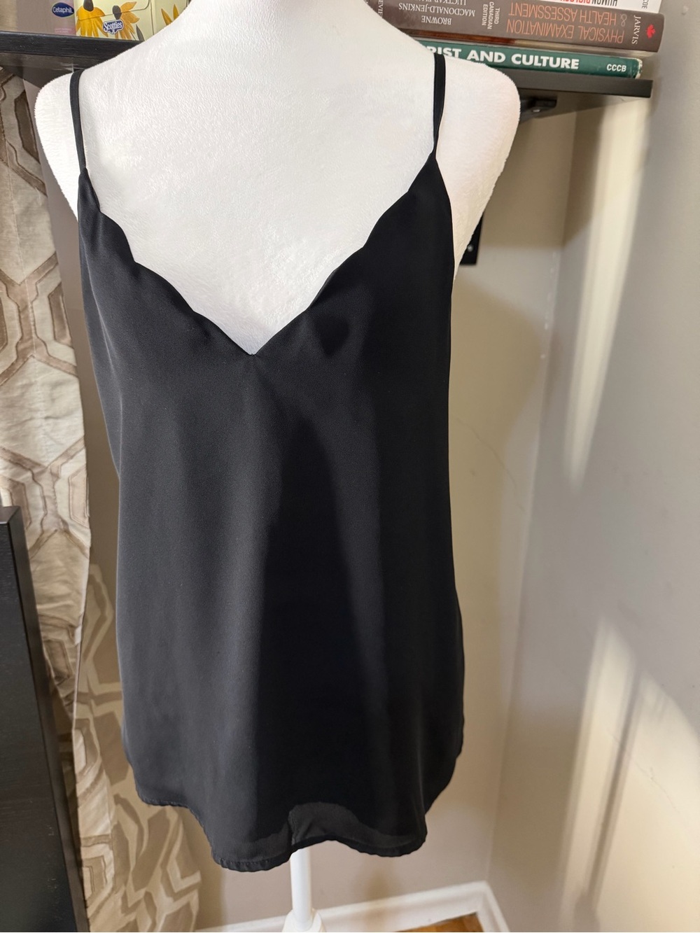 Socialite Black Satin V-Neck Cami